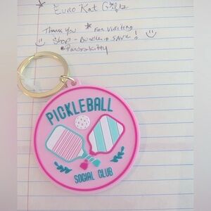 Trending Pickleball Keychain Pink Gold Key Ring Game Day Accessory Gift NEW